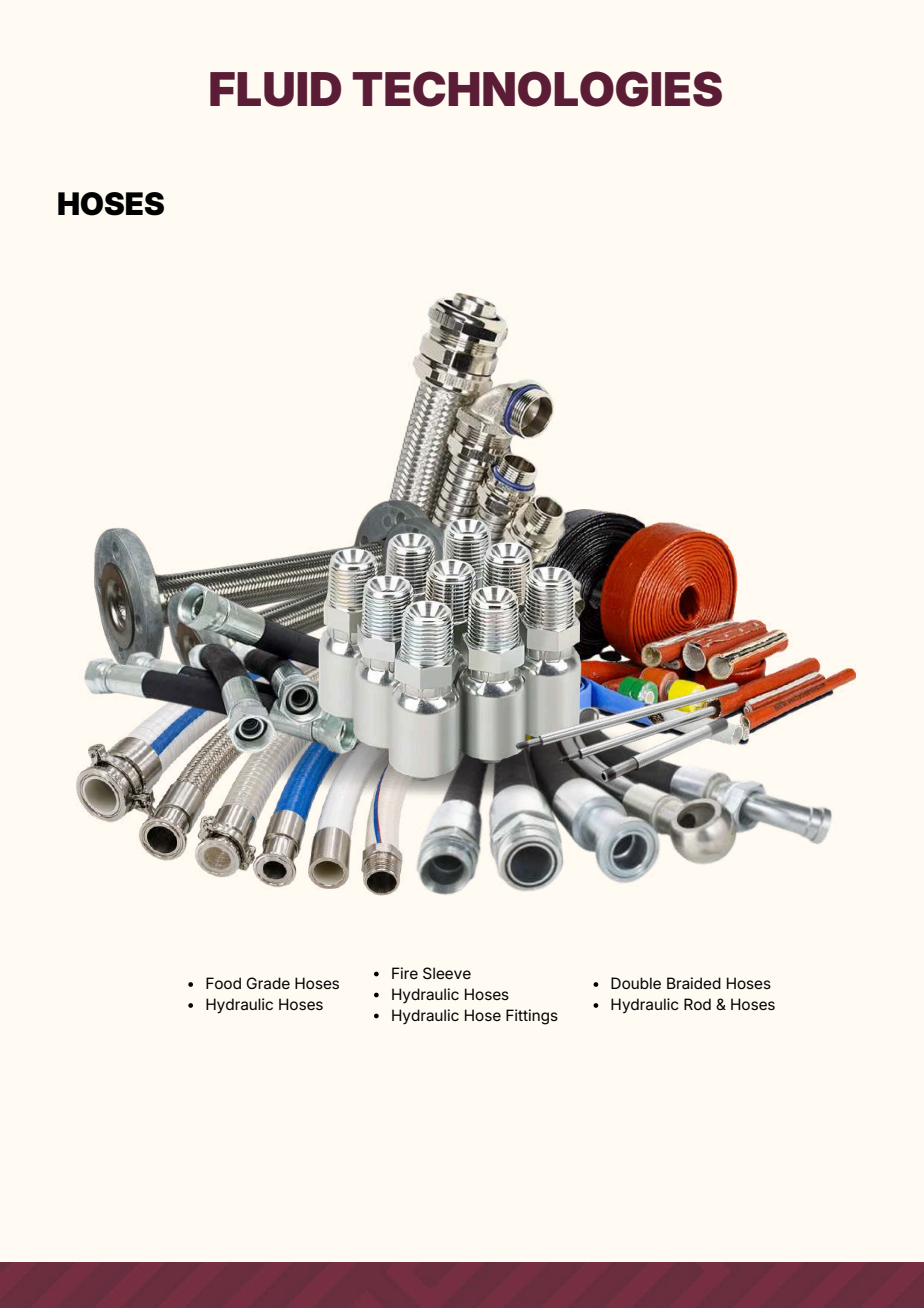 Industrial hydraulic hose assemblies — various hose types and connectors