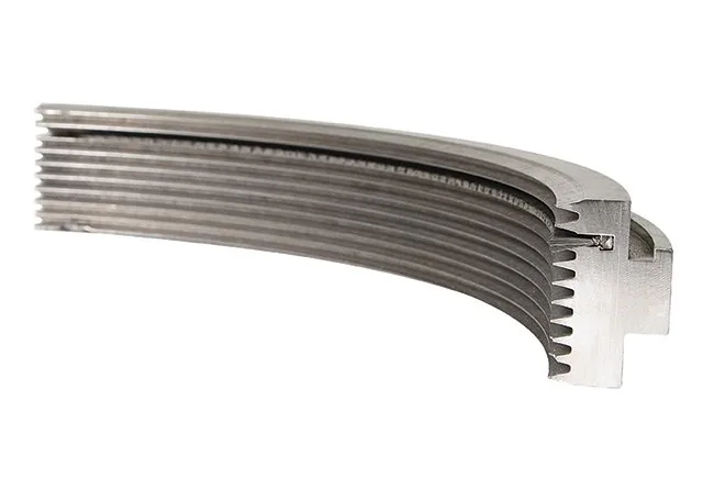 Precision machined labyrinth seal segment showing the multi-fin non-contact sealing geometry