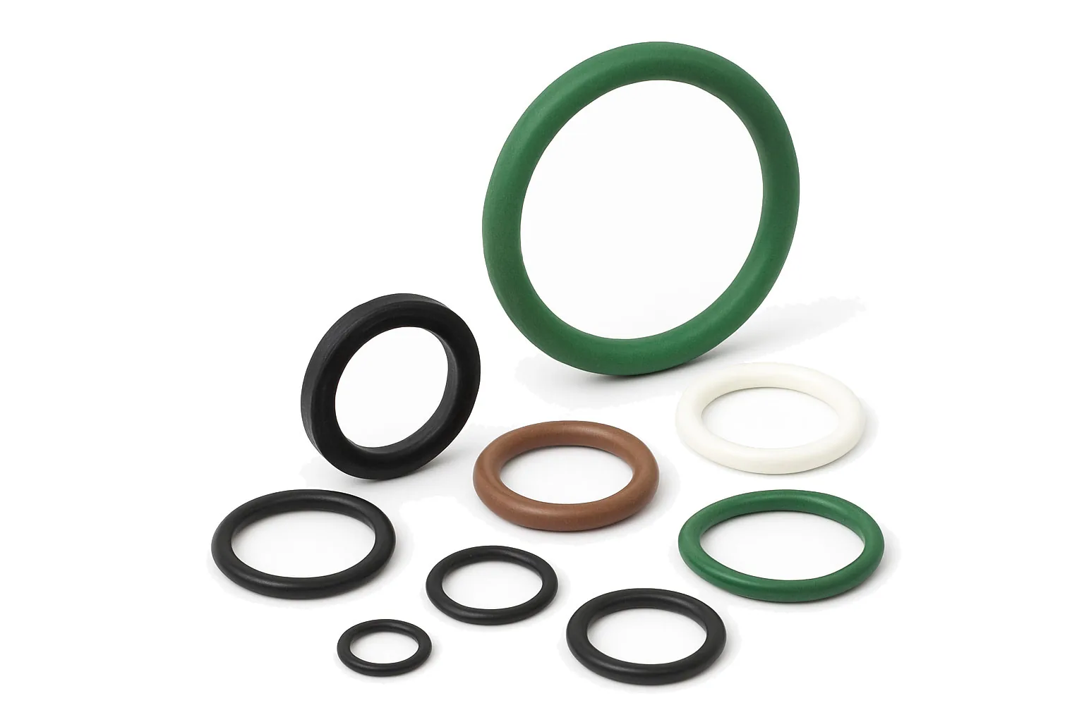O-rings in NBR, FKM, EPDM and silicone compounds across a range of sizes